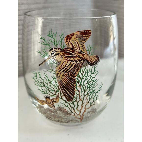 Vintage West Virginia Glass Hand Made Pitcher and 6 glasses hunting lodge birds - Picture 6 of 11